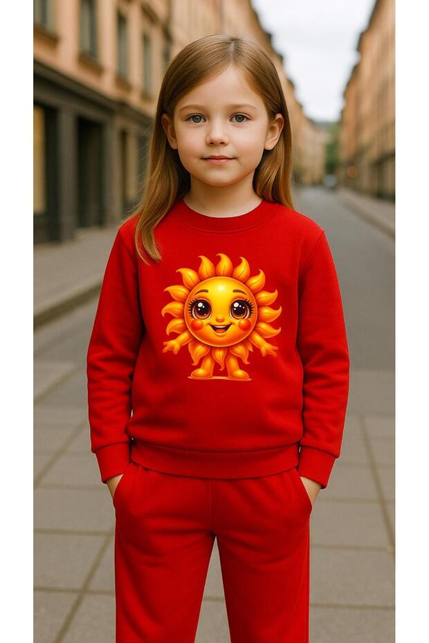 Children's Team Sweatshirt Sun Printed Girls Boys Crew Neck3 4-5-6-7-8-9-10-11-12Years