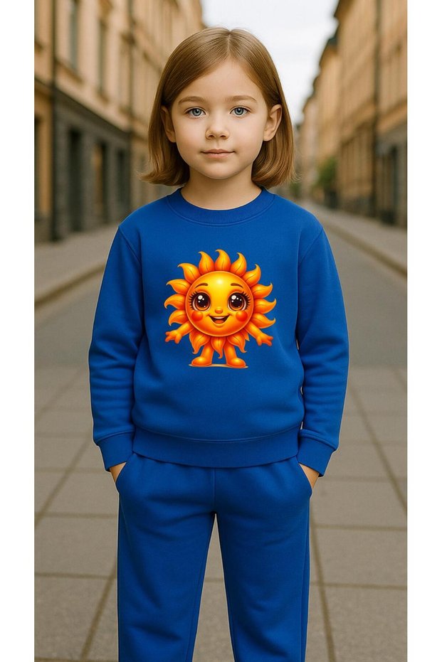 Children's Team Sweatshirt Sun Printed Girls Boys Crew Neck3 4-5-6-7-8-9-10-11-12Years