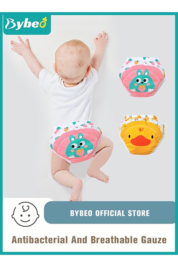 2 Piece Potty Training Underwear, 6 Layers Breathable Cotton Absorbent Trainer Pants for Toddler Bab