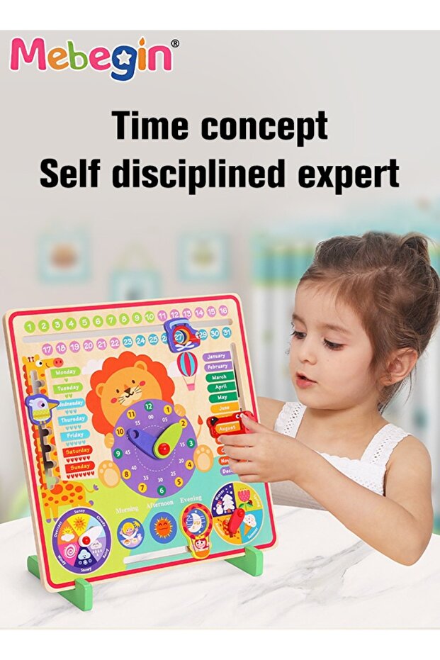 Multifunctional Educational Teaching Clock Board Includes Clock, Days, Dates, Months, Weather and Se