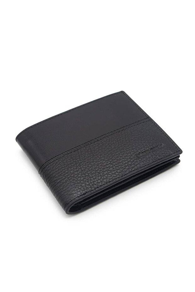 22065 Genuine Leather Men's Wallet Card Holder Analine Black