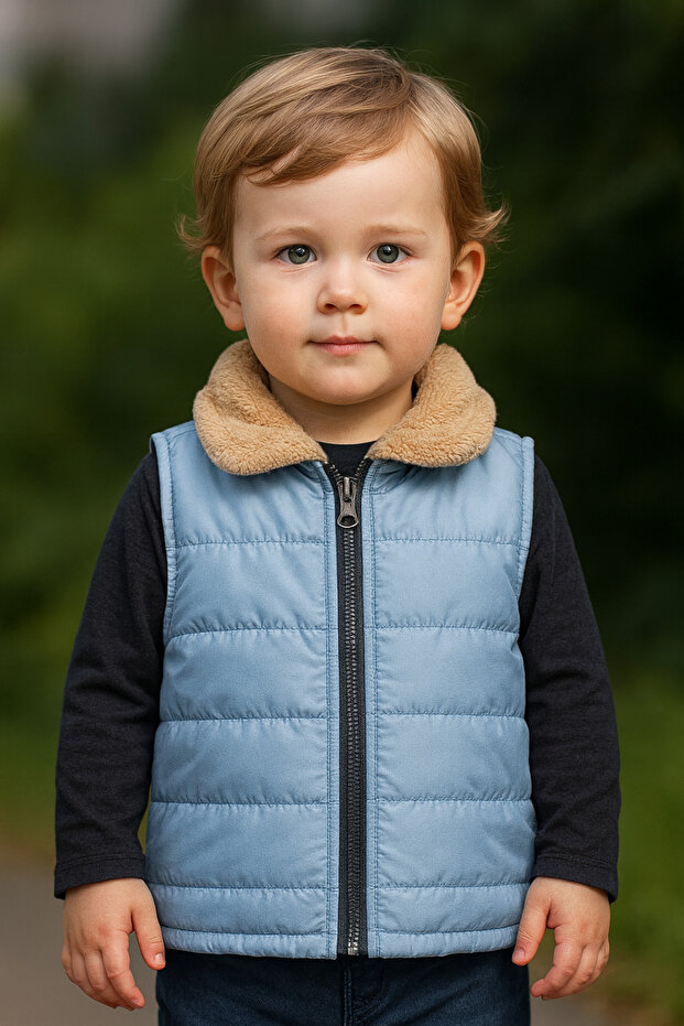 Fur Collar Boys' Vest
