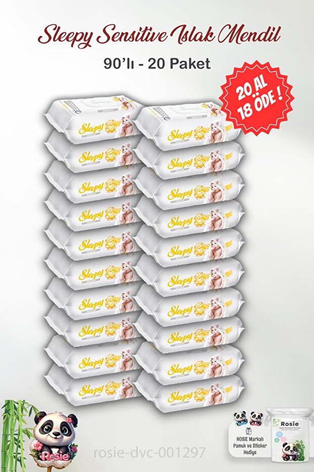 Buy 20 Get 18 Sensitive Wet Wipes 90's and Rosie