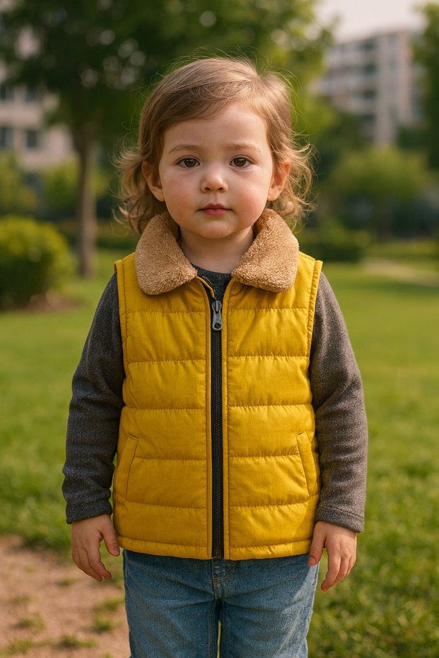 Girl's Vest with Fur Collar