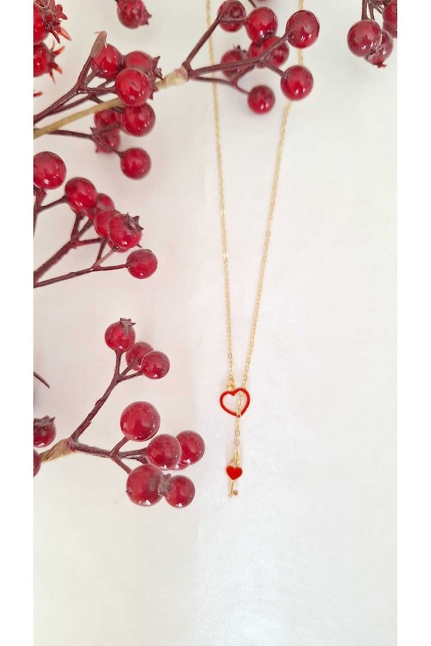 Red Heart Key Necklace Love Necklace Christmas Stylish Necklace