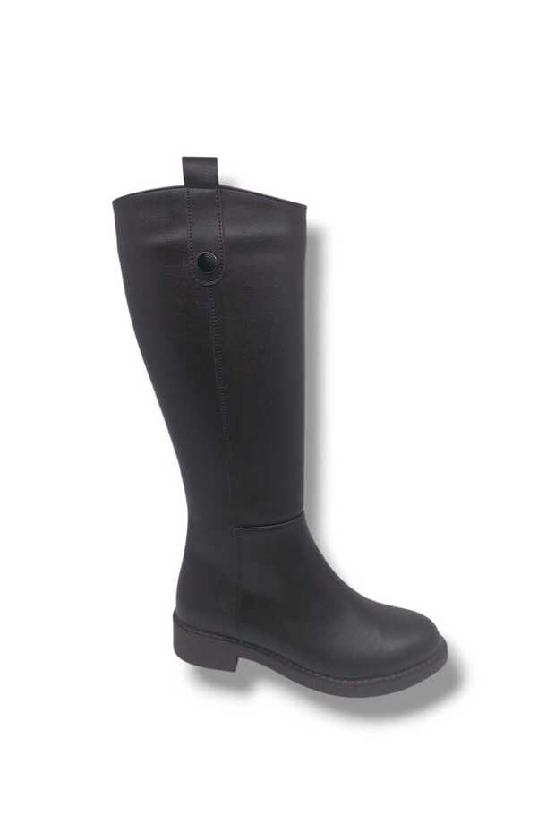 İzlife 232 Women's Dark Brown Long Zippered Low Heel Boots