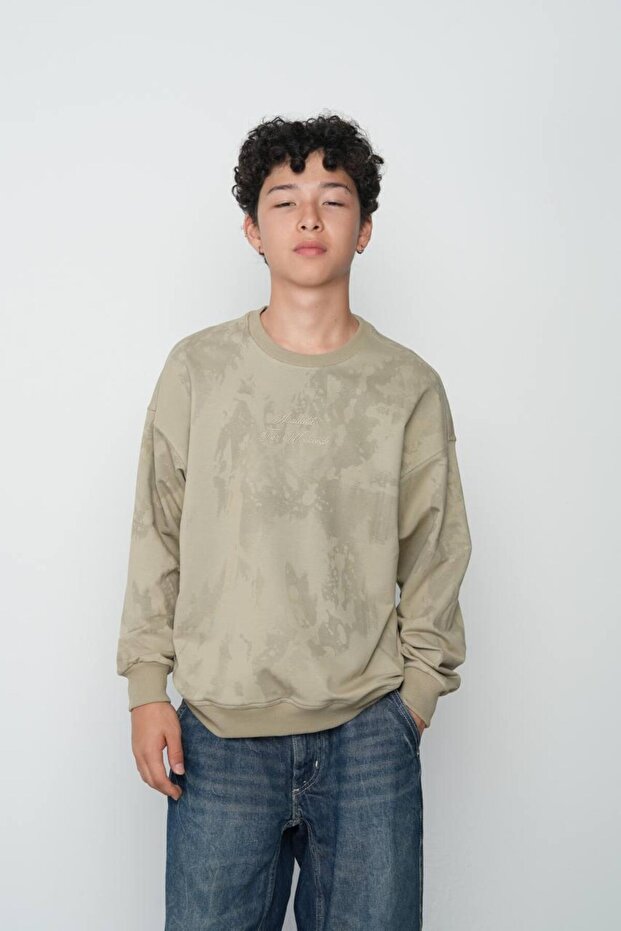 Locoloco 2-Ply Weekend Lettering Embosed Sweat (Ages 9-15) - Green