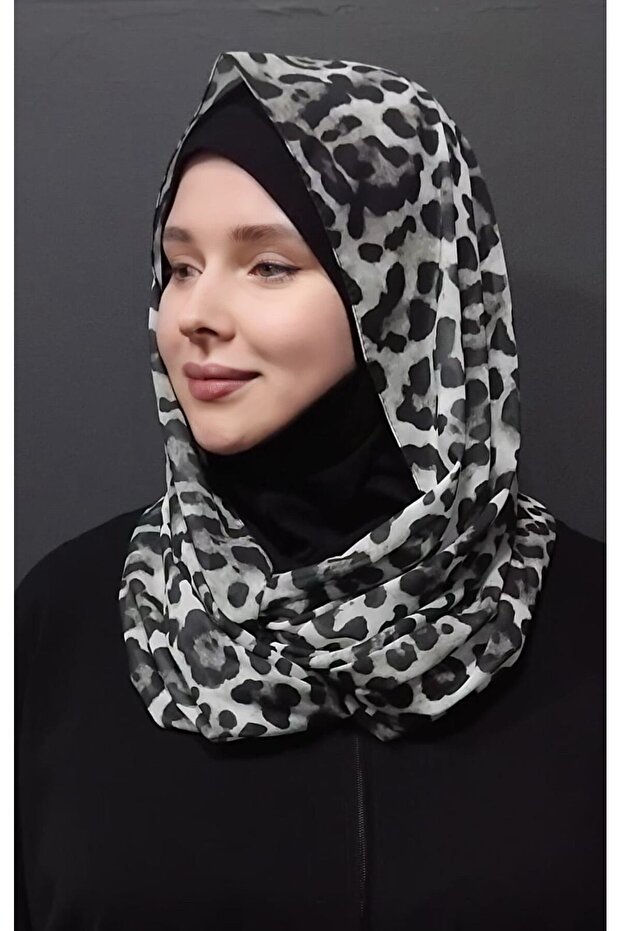 Nirvana Boneli Şal - Gri Leopar - 1