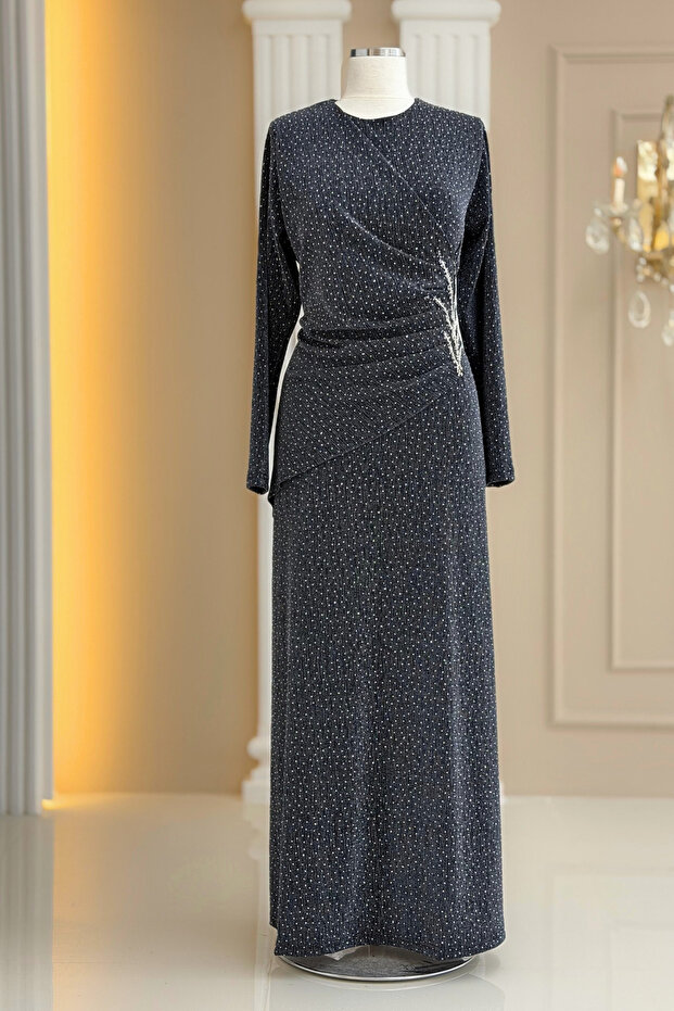 Simge Abiye Elbise Antrasit - 1