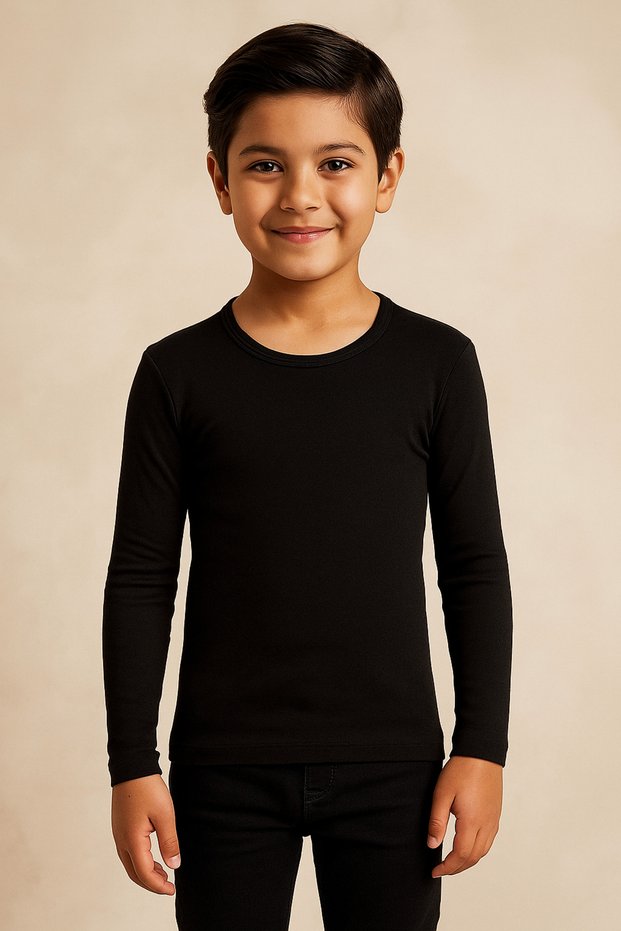 Boy's Black Thermal Undershirt Long Sleeve
