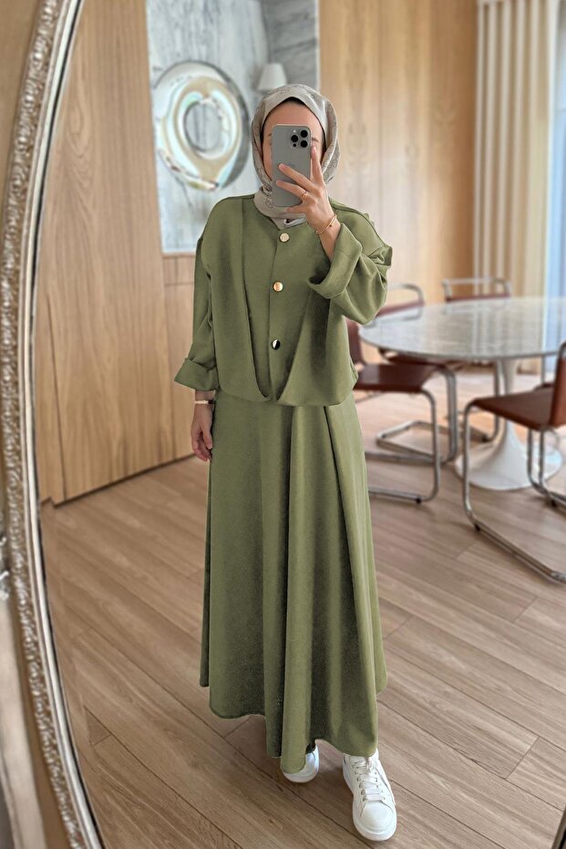 Luna Skirted Modal Hijab Set - Khaki