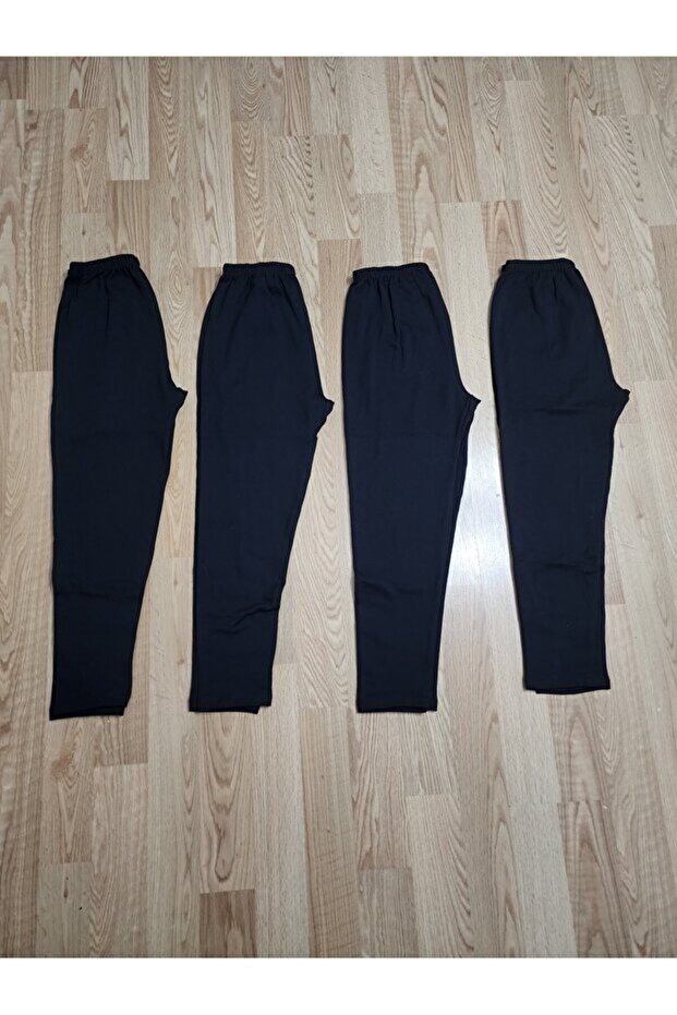 Navy Blue Elastic Waist Pocketed Comfortable Straight Leg Leggings Underwear