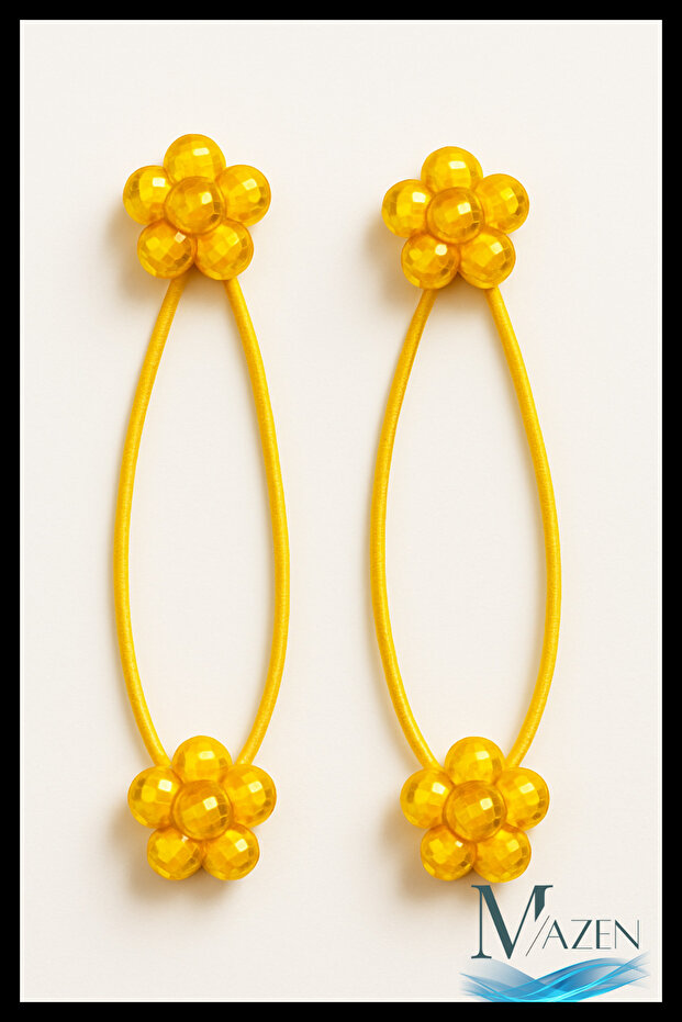 Children's Buckle with Orange Beads and Elastic | Tight Grip Nostalgia Model | School Hair Accessory 2 Pieces