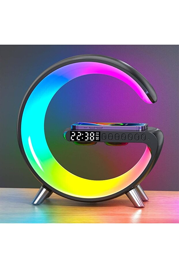 Smart Multi-Functional Wireless Charger Atmosphere Lamp (Black)