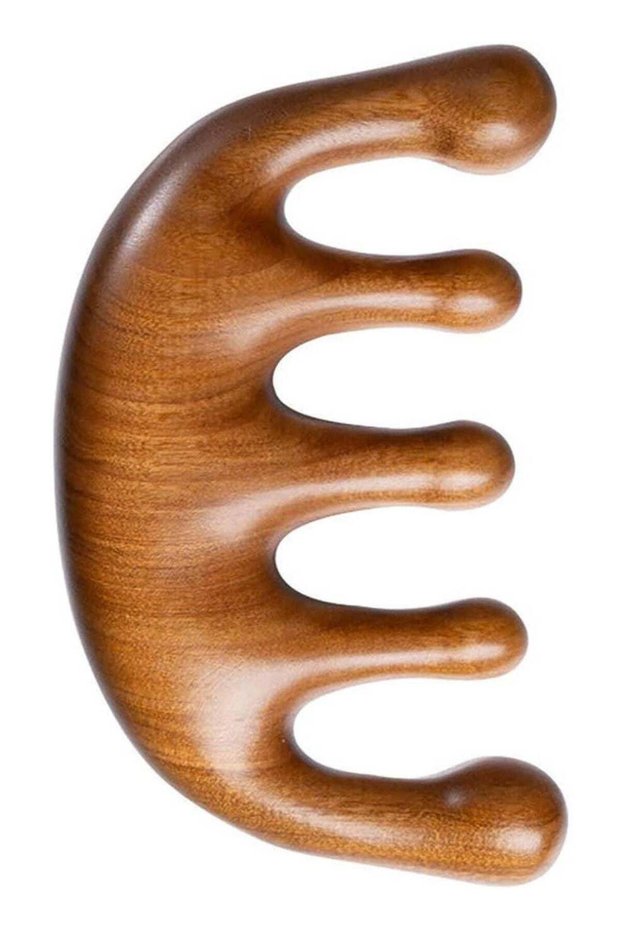 MOMENT Wooden Scalp Massager, Handmade 100% Natural Green Sandalwood Wide Tooth Combs , Wood Massag