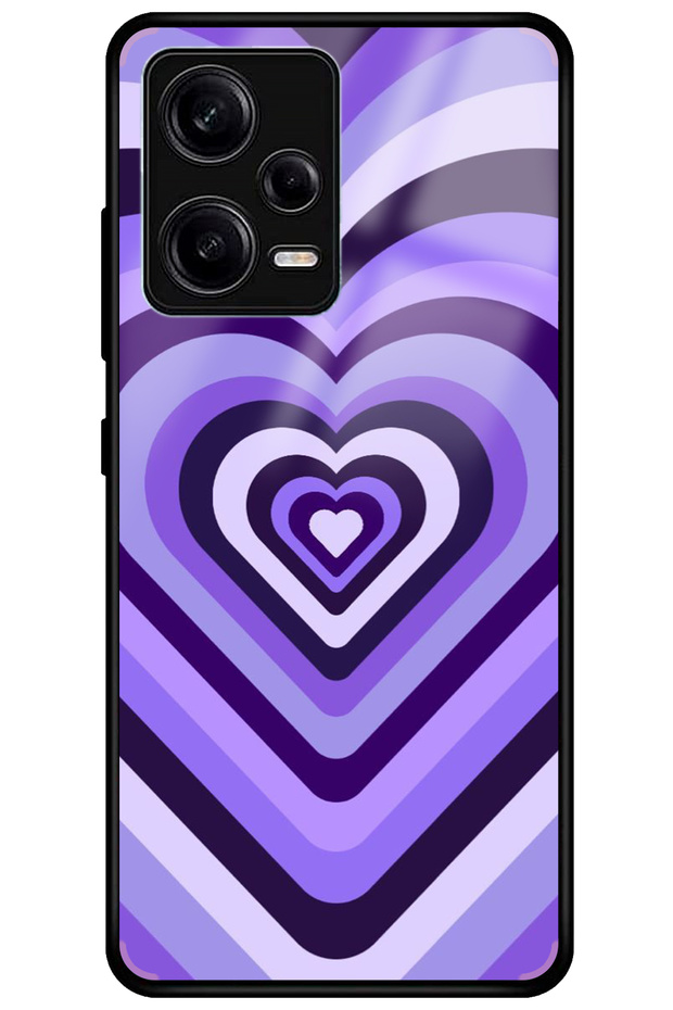 Xiaomi Redmi Note 12 Pro 5g Camera Protected Premium Lilac Hearts Pattern Glossy Phone Case