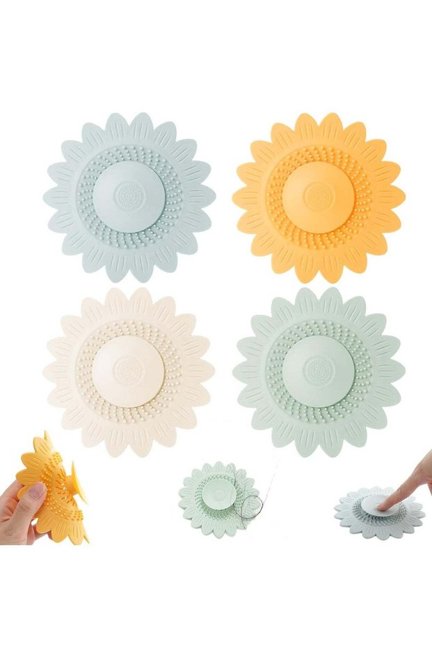 Shower Drain Hair Catcher - Flower Bathroom Drain Silicone Sleeve, Hair Filter and Drain Stopper fo