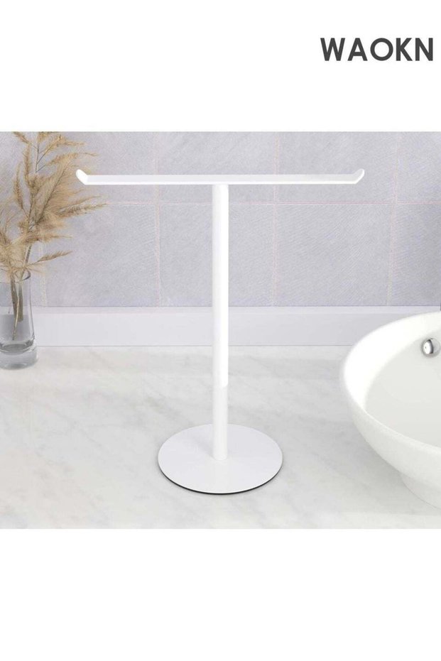 Stainless Steel T-Shape Towel Rack - 2-in-1 Wall-Mounted & Countertop Organizer , Waterproof Bathro