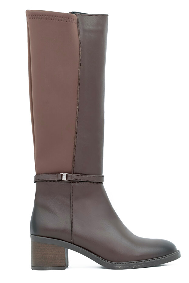 Genuine Leather/Textile Rubber Sole Zippered Women's Boots - C265987