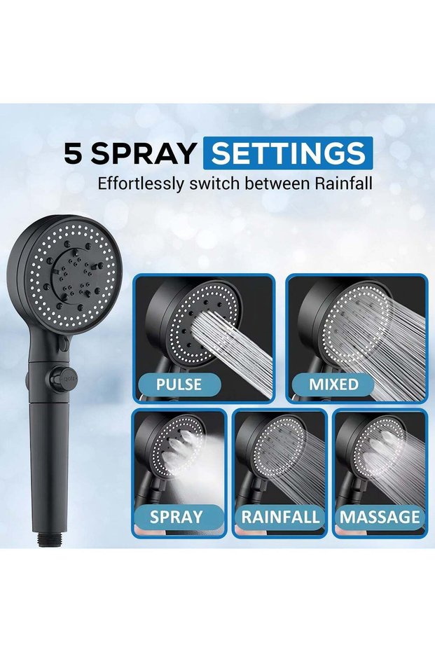 5-Function Adjustable High-Pressure Shower Head - Chlorine Removal, Ionic Handheld & Spa-Like Exper