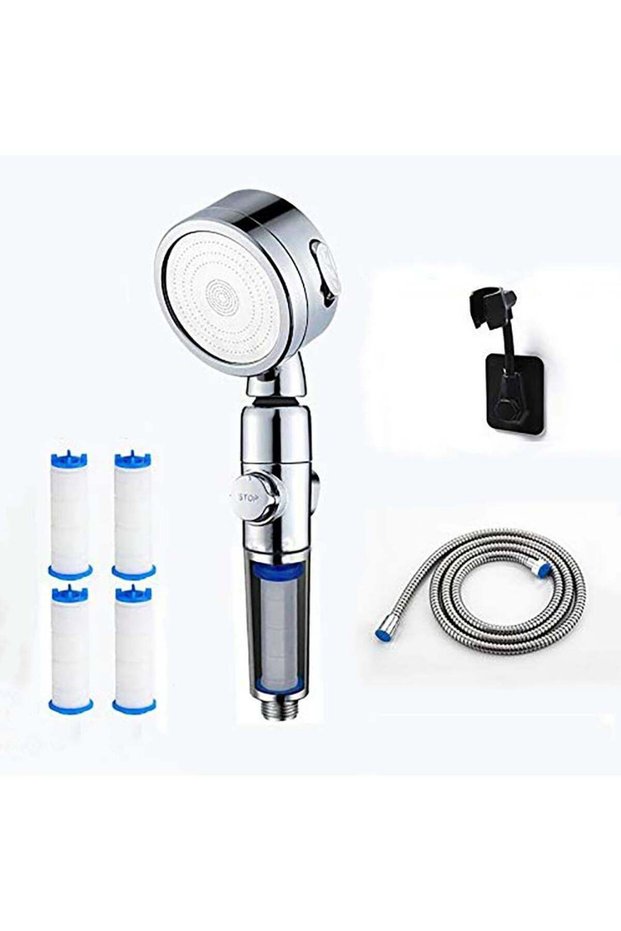 Filtered Shower Head with Adjustable Holder 1.5m Pipe and PP Filter Cotton- 3-layer Filtration Syst