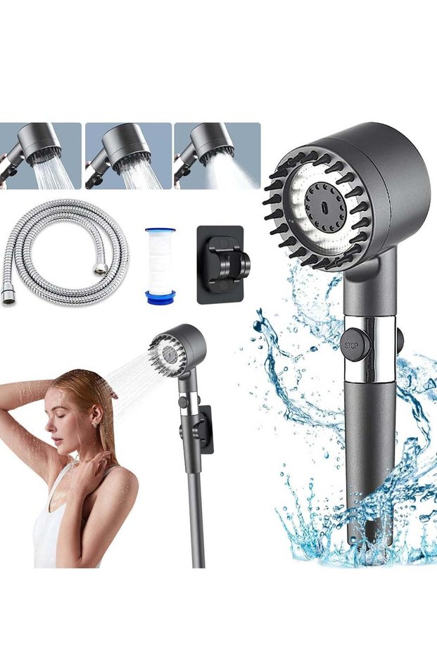 Shower Filter Shower Head High Pressure Bathroom Accessories Set Massage High Pressure 3 Modes Adju