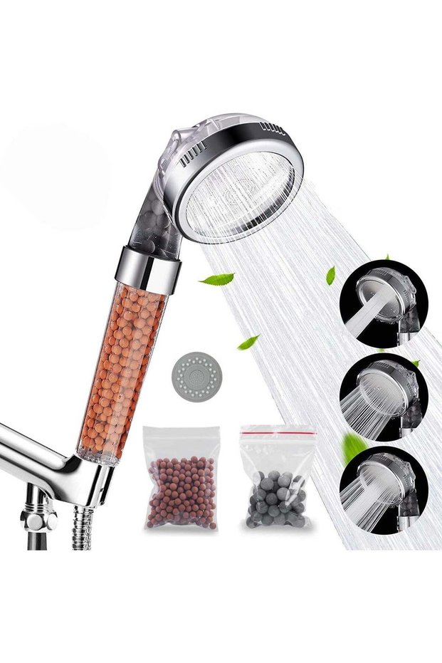 Filtered Hand Held Shower Head - Ionic, Hair Loss Reduction, Rainfall Spa, Water Saving, Purifies W