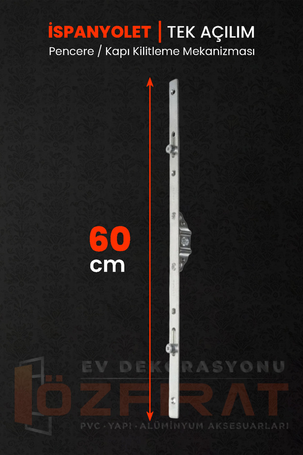 60cm Tek Açılım İspanyolet – PVC Pimapen Kapı Pencere Kilidi – (1 Adet) - 2