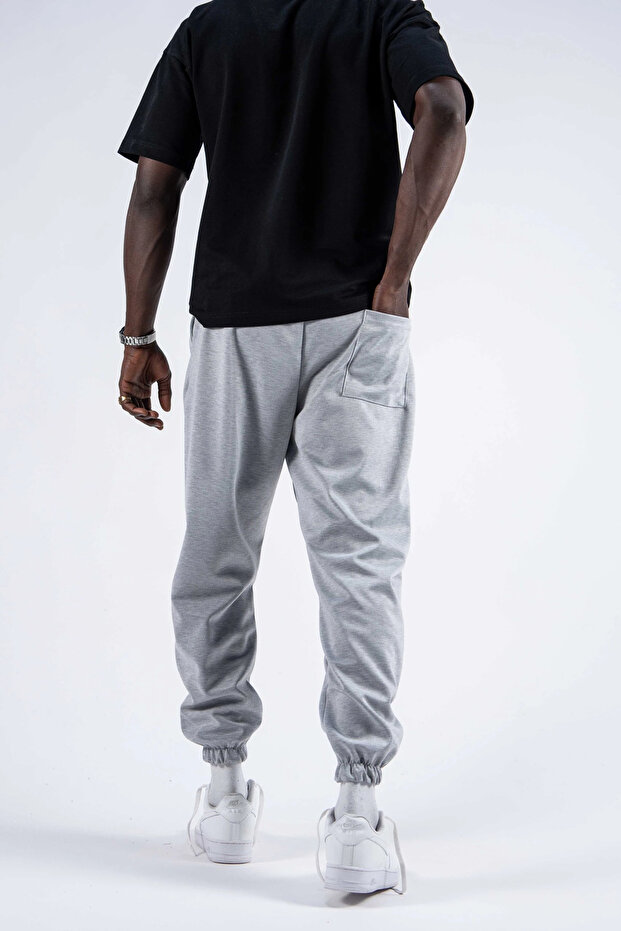 Gray Jogger with Elasticated Waistband - 4