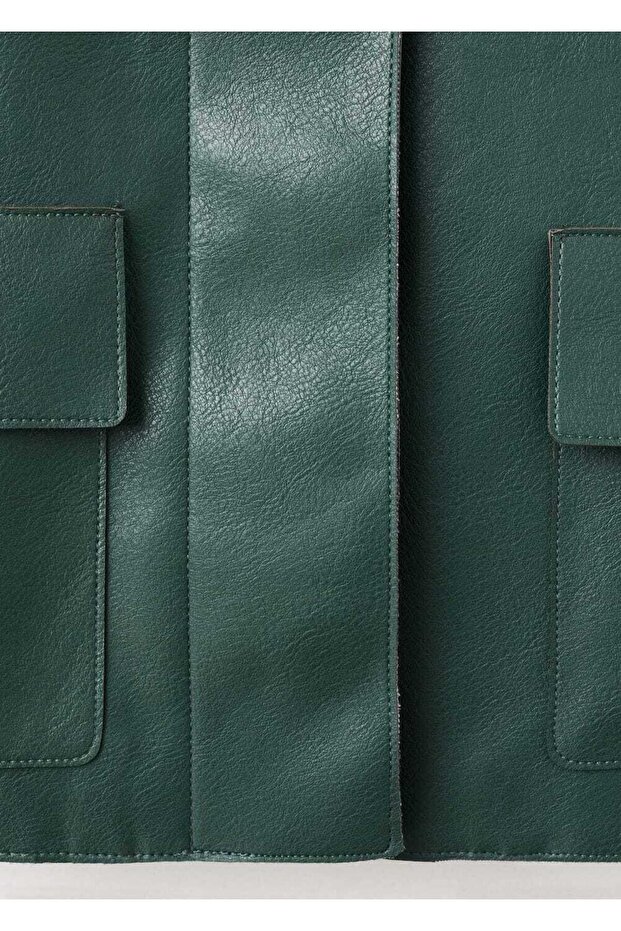 Deri görünümlü cepli ceket - 7