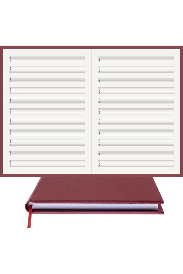 دفتر ملاحظات الموسيقى (مع مفتاح TAB للجيتار) مصنوع يدويًا بنسبة 100%، خياطة يدوية - تجليد جلدي حراري - A/4