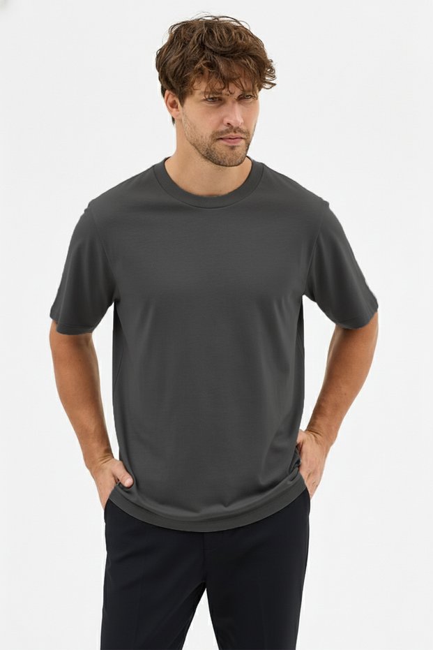 Men's Vision Premium Quality Dense Textured Cotton T-Shirt Dark Gray M101-R0220-04