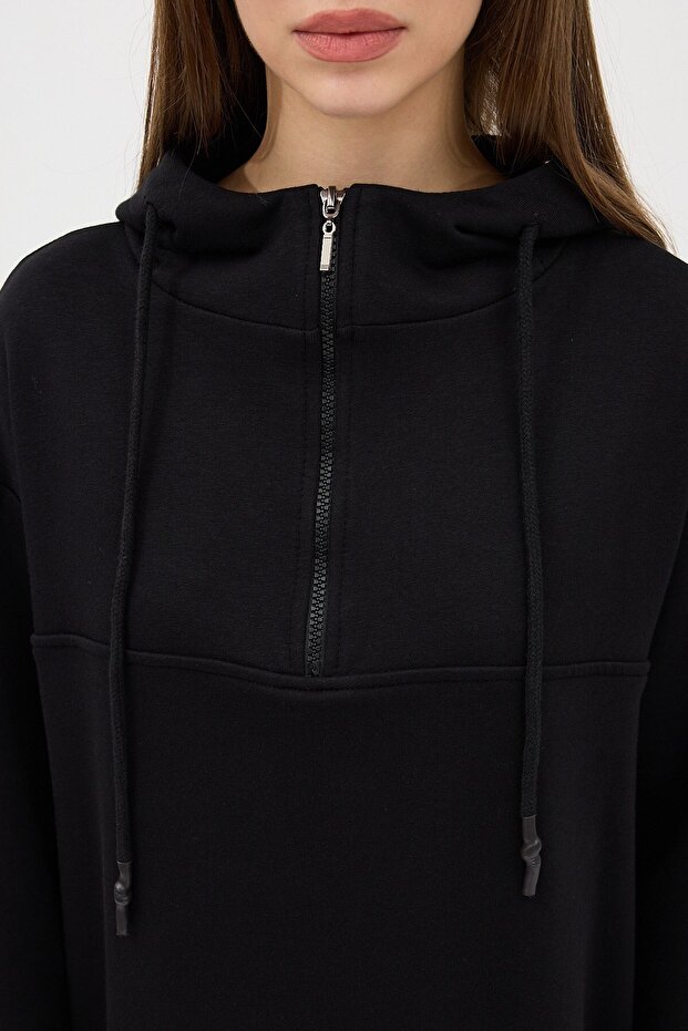 Fermuarlı Sweatshirt Siyah - 2