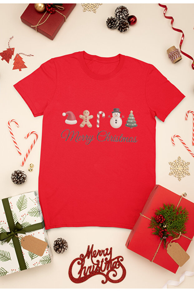 New Year Printed Unisex Children's T-Shirt, Christmas Themed, 100% Cotton