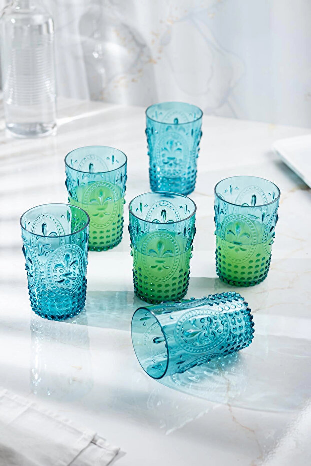 Acrylic Aquamarine 6-Piece Short Cup & Water Soft Drink Coffee Side Cup 400 ml (Not Glass)