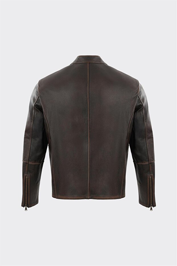 Taba Deri Erkek Ceket - 5