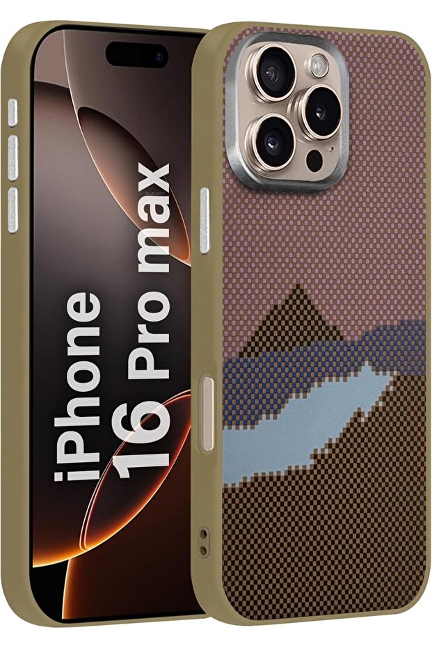 iPhone 16 Pro Max Hard TPU Case with Shockproof Bumper, Textured Non-Slip Brown (A)