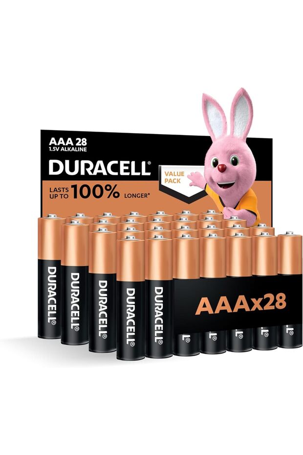 AAA Alkaline Batteries, Pack of 28 - Last up to 100% longer