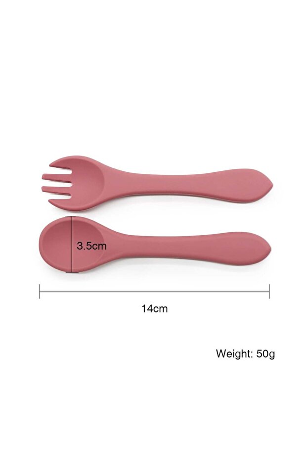 Full silicone spoon and fork set – Mint - 1