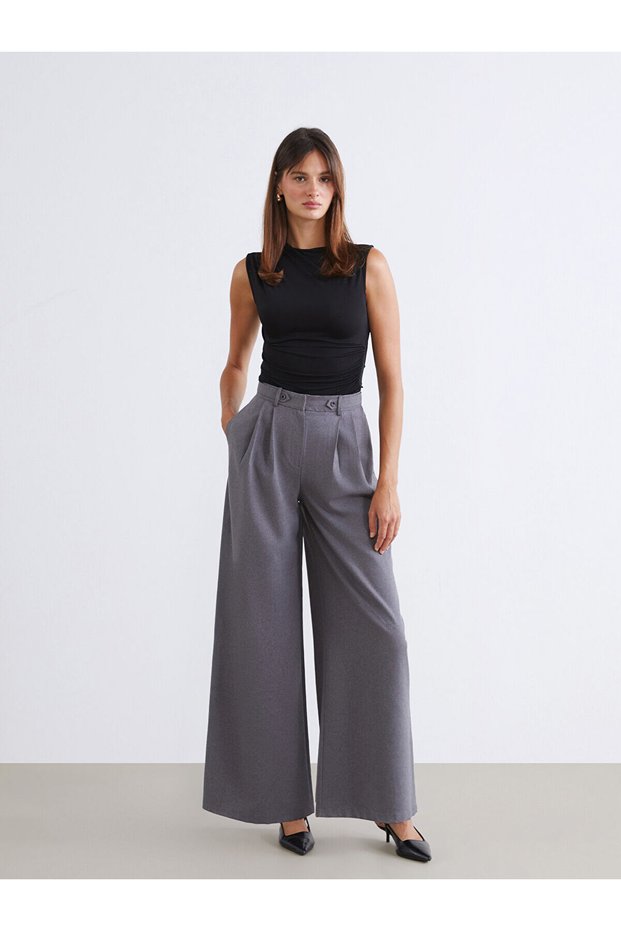 Seray New Season Wide Leg Pleated Women's Trousers