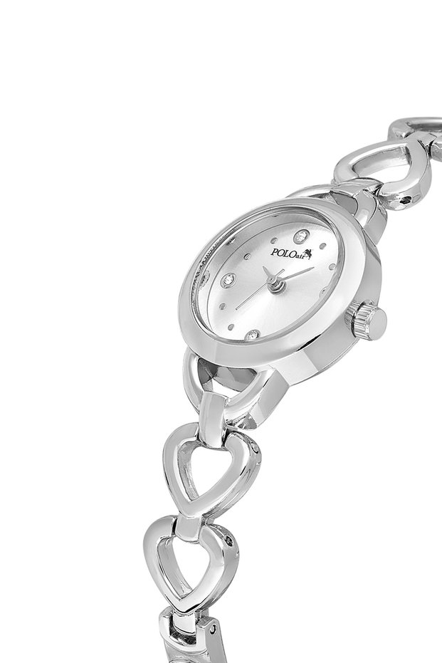 Elegant Women's Wristwatch with Heart Detail Silver Color Pl-1570B2X