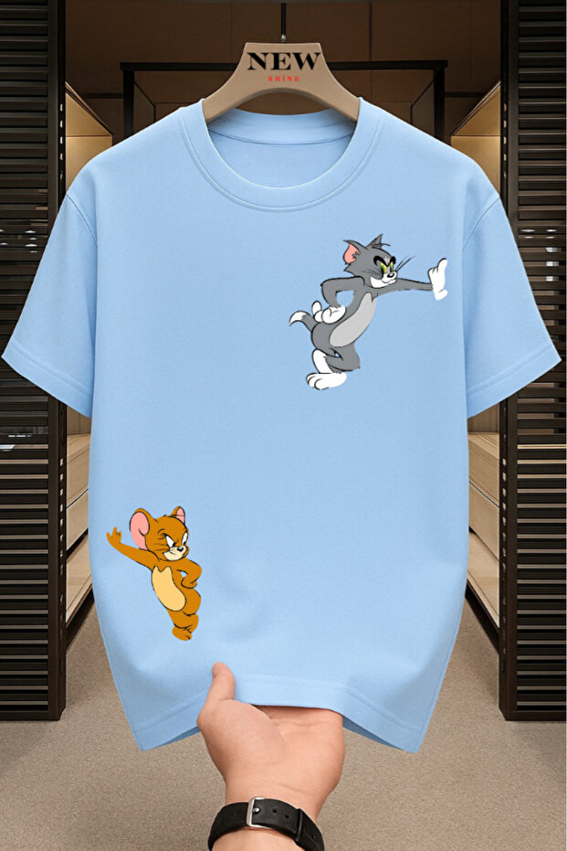 تيشيرت واسع بطبعة Tom and Jerry