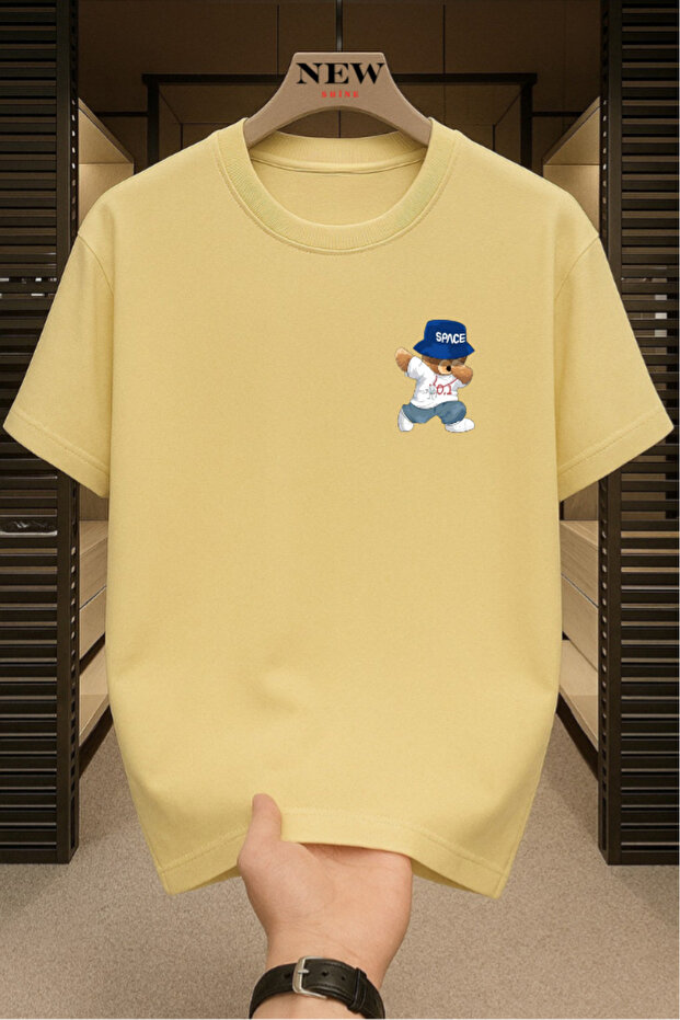Space Teddy Bear Printed Oversized T-Shirt