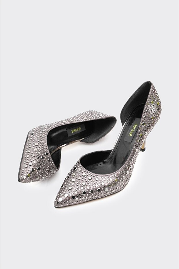 Taşlı Dekolteli Kadın Stiletto - 4