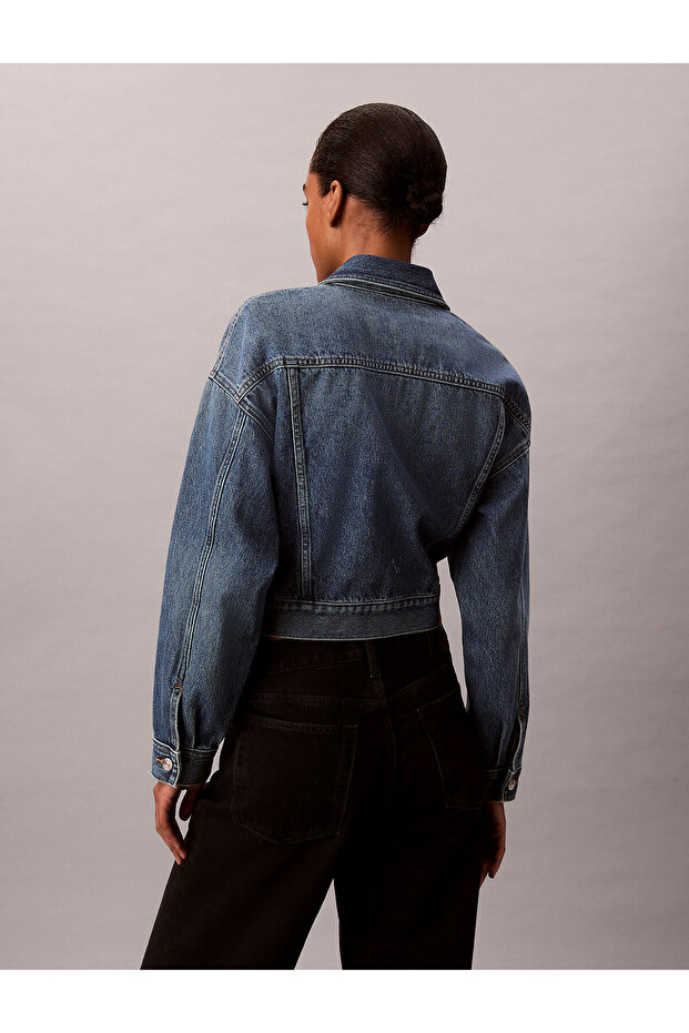 Cropped Zip Up Denim Jacket - 5