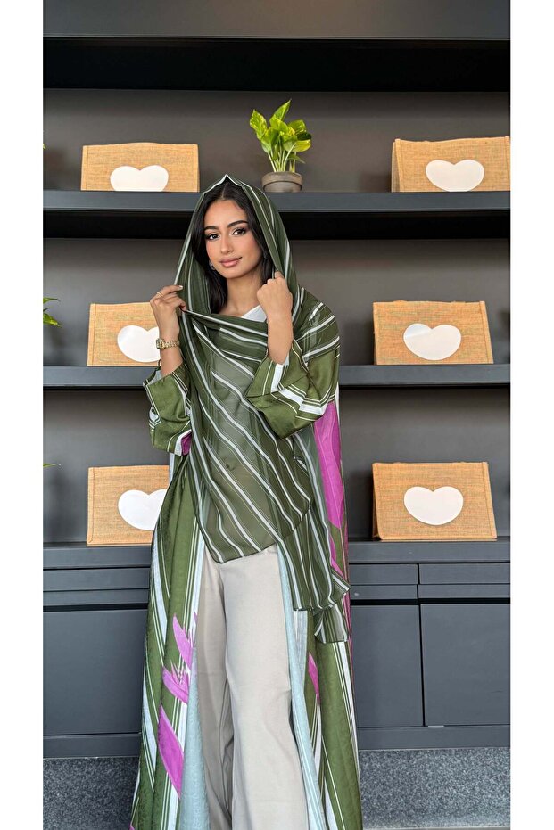 Abaya Striped Green Patterns - 5
