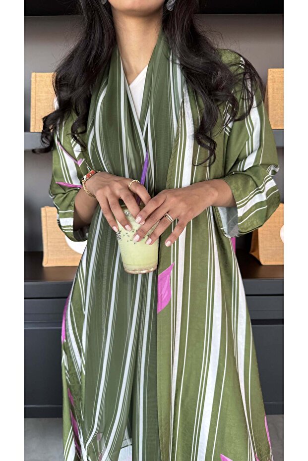 Abaya Striped Green Patterns - 6