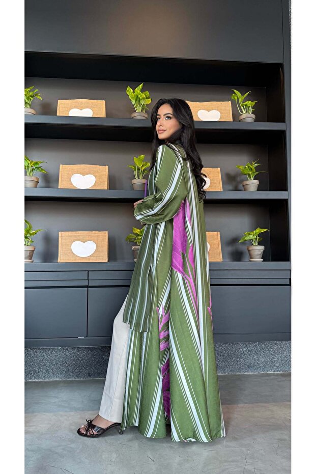 Abaya Striped Green Patterns - 3