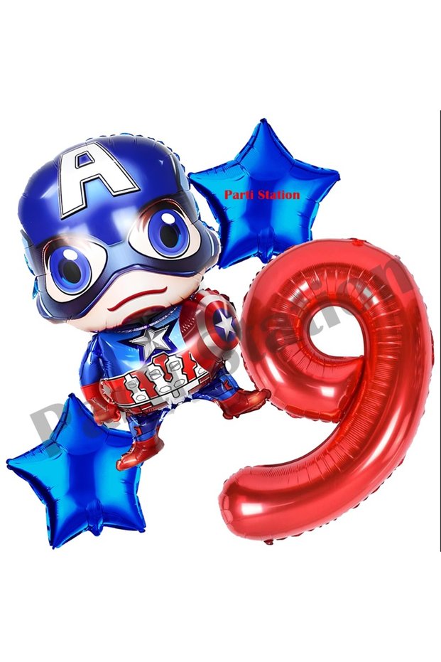 Avengers Captain America Concept 9 Year Old Figure Balloon Set Captain America Concept Birthday Balloon Set