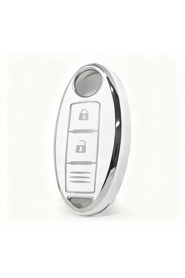 Nissan Micra Juke Qashqai Note Navara Pulsar Smart Nano Key Case Cover White Silver Silver Color